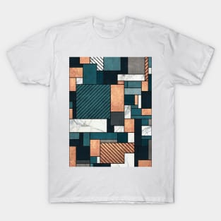 Random Pattern - Copper, Marble, and Blue Concrete T-Shirt